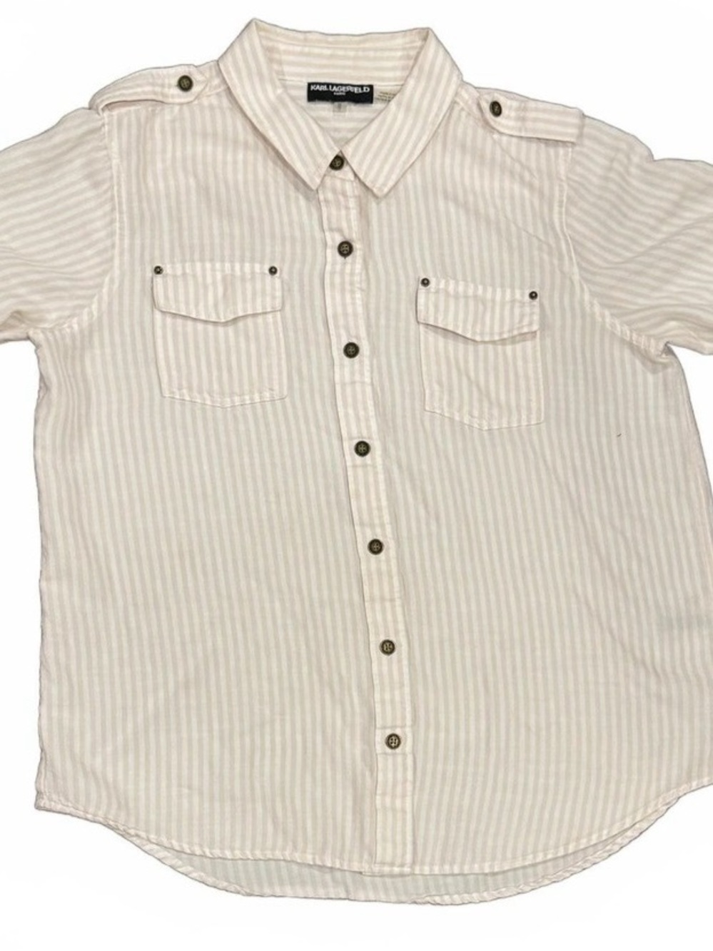 Karl Lagerfeld Cream Striped Button-Front Shirt